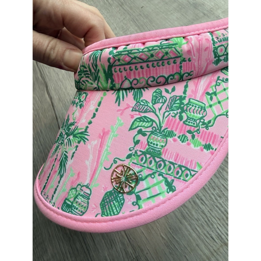 Lilly Pulitzer Golf Cap Strap Back Palm  Sun Visor Womens OneSZ Preppy Beach - Picture 2 of 3